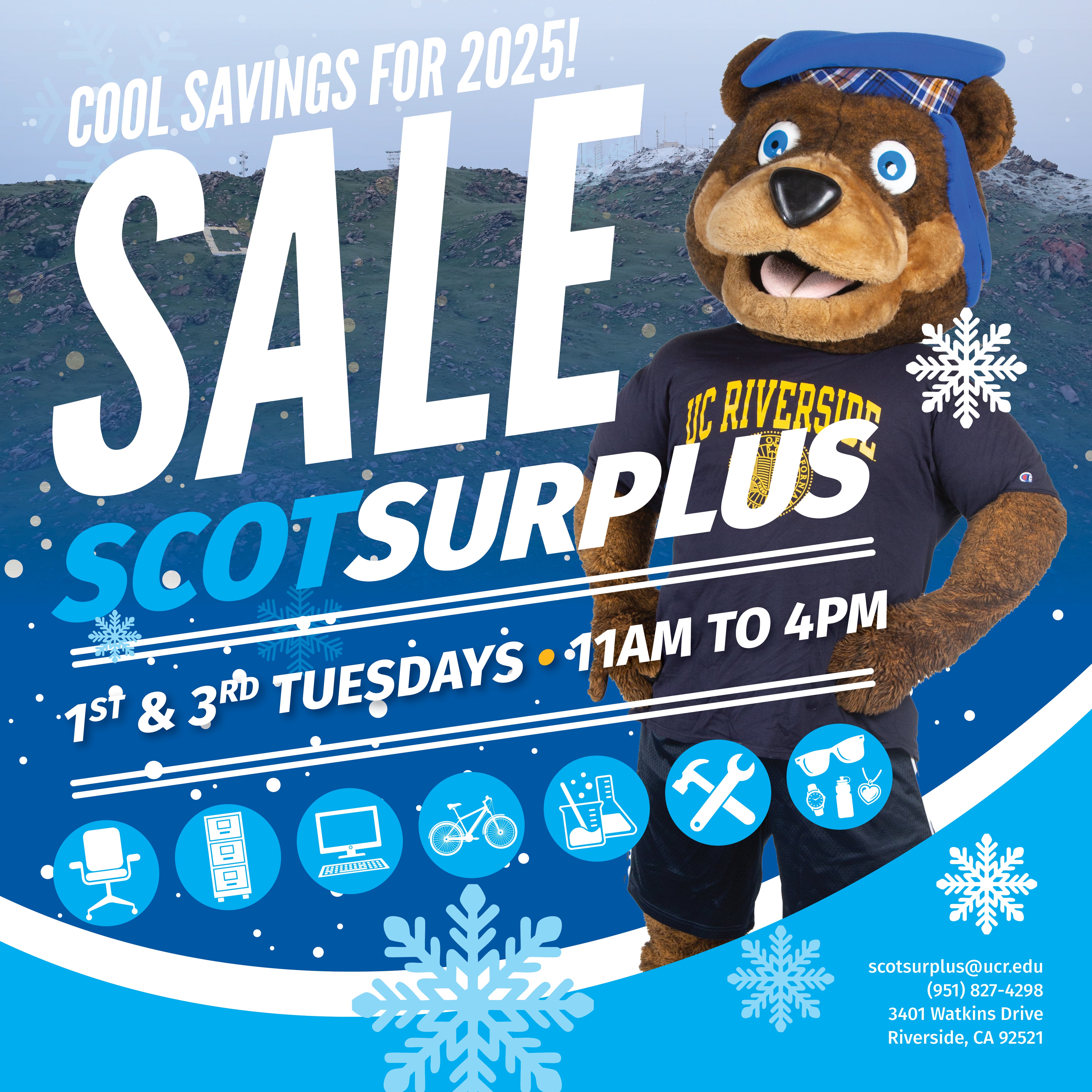 Cool Savings for 2025. Sale ScotSurplus, 1st and 3rd Tuesdays, 11 am to 4 pm