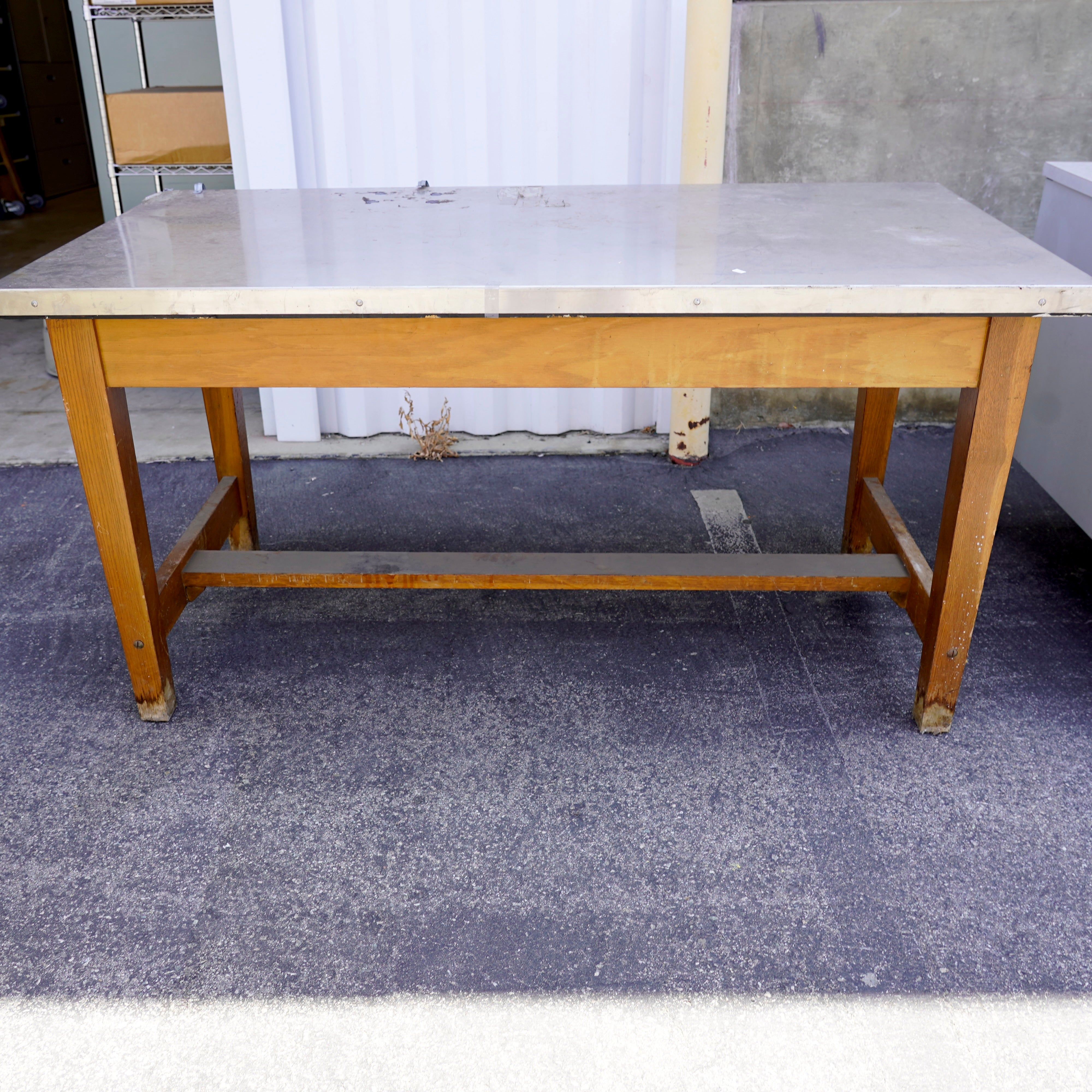 Wood table with metal top