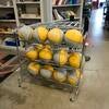 $5 gray and yellow basketballs.